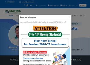 How matrixhighschool.org looks like on a tablet such as an iPad.