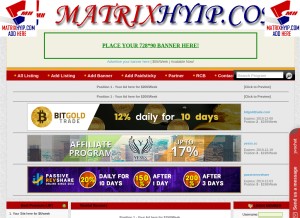 How matrixhyip.com looks like on a tablet such as an iPad.