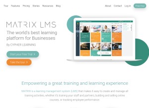 How matrixlms.com looks like on a tablet such as an iPad.