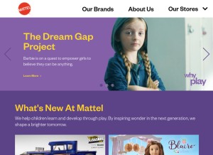 How mattel.com looks like on a tablet such as an iPad.