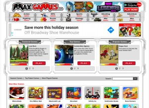 How maxgames.com looks like on a tablet such as an iPad.