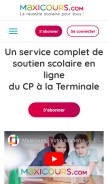 How maxicours.com looks like on a mobile device such as an iPhone.