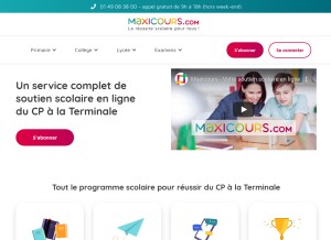 How maxicours.com looks like on a tablet such as an iPad.