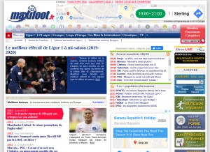 How maxifoot.com looks like on a tablet such as an iPad.