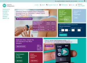 How maximintegrated.com looks like on a tablet such as an iPad.