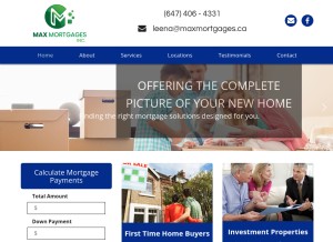 How maxmortgages.ca looks like on a tablet such as an iPad.