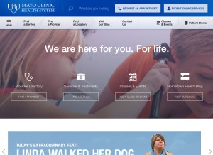 How mayoclinichealthsystem.org looks like on a tablet such as an iPad.