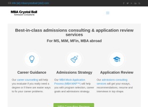How mbacrystalball.com looks like on a tablet such as an iPad.