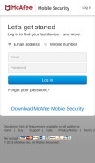 How mcafeemobilesecurity.com looks like on a mobile device such as an iPhone.