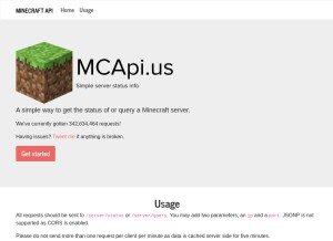 How mcapi.us looks like on a tablet such as an iPad.