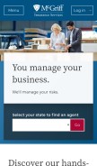 How mcgriffinsurance.com looks like on a mobile device such as an iPhone.