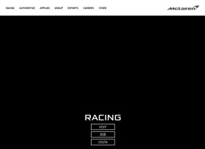 How mclaren.com looks like on a tablet such as an iPad.