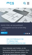 How mcs.de looks like on a mobile device such as an iPhone.