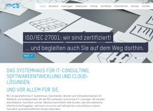 How mcs.de looks like on a tablet such as an iPad.