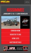 How mecum.com looks like on a mobile device such as an iPhone.
