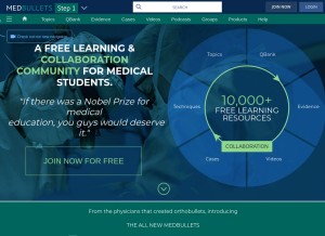 How medbullets.com looks like on a tablet such as an iPad.