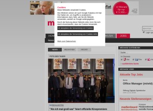 How mediabiz.de looks like on a tablet such as an iPad.