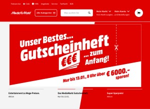 How mediamarkt.de looks like on a tablet such as an iPad.