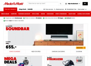 How mediamarkt.nl looks like on a tablet such as an iPad.