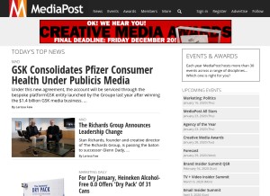 How mediapost.com looks like on a tablet such as an iPad.
