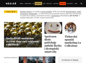 How mediar.cz looks like on a tablet such as an iPad.