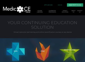 How medic-ce.com looks like on a tablet such as an iPad.
