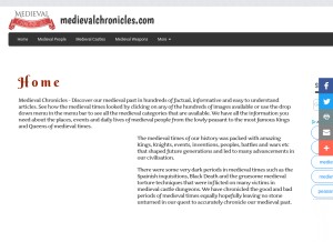 How medievalchronicles.com looks like on a tablet such as an iPad.