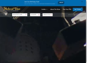 How medievaltimes.com looks like on a tablet such as an iPad.