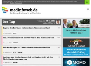 How medinfoweb.de looks like on a tablet such as an iPad.