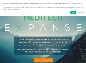 How meditech.com looks like on a tablet such as an iPad.