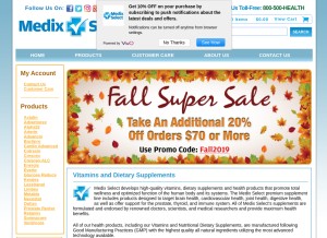 How medixselect.com looks like on a tablet such as an iPad.