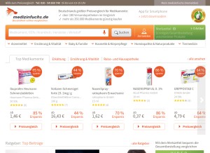 How medizinfuchs.de looks like on a tablet such as an iPad.