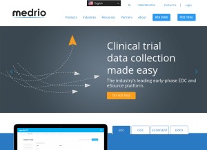 How medrio.com looks like on a tablet such as an iPad.