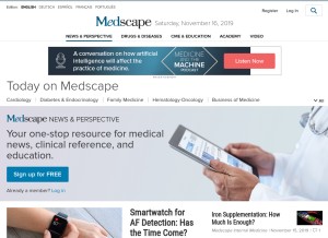 How medscape.com looks like on a tablet such as an iPad.