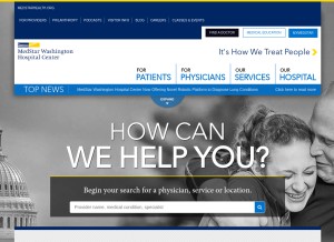 How medstarwashington.org looks like on a tablet such as an iPad.