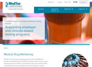 How medtox.com looks like on a tablet such as an iPad.