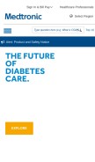 How medtronicdiabetes.com looks like on a mobile device such as an iPhone.