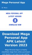 How megapersonalapp.com looks like on a mobile device such as an iPhone.