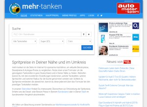 How mehr-tanken.de looks like on a tablet such as an iPad.