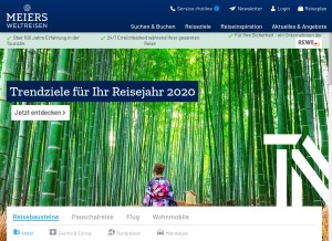How meiers-weltreisen.de looks like on a tablet such as an iPad.