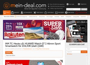 How mein-deal.com looks like on a tablet such as an iPad.