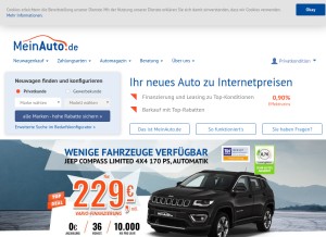 How meinauto.de looks like on a tablet such as an iPad.