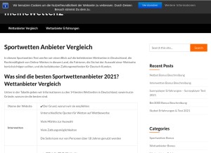 How meinewetten24.de looks like on a tablet such as an iPad.