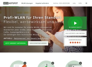 How meinhotspot.com looks like on a tablet such as an iPad.
