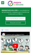 How mejoratuescuela.org looks like on a mobile device such as an iPhone.