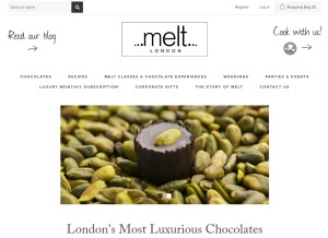 How meltchocolates.com looks like on a tablet such as an iPad.