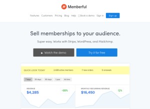 How memberful.com looks like on a tablet such as an iPad.