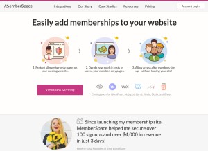 How memberspace.com looks like on a tablet such as an iPad.
