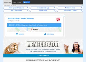 How memecreator.org looks like on a tablet such as an iPad.