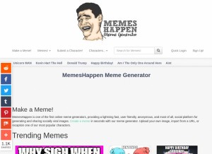 How memeshappen.com looks like on a tablet such as an iPad.